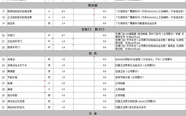 裝修報(bào)價(jià)單
