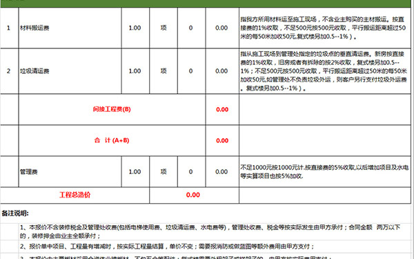 裝修報(bào)價(jià)單